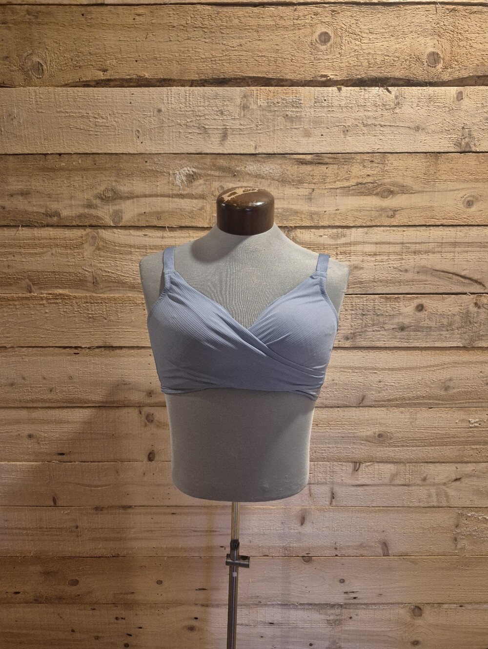 5/$30 Or 10/$50 Déesse Linguerie Wireless Lounge Bra, Light Blue with Wrap Front